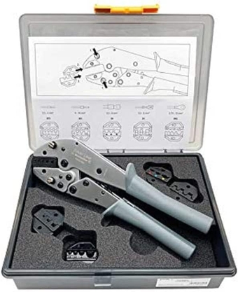 485850 Tool Flex Crimping Set 5 Interchangeable Inserts, Including Wire End Ferrules, Insulated Connectors, Blade Terminals