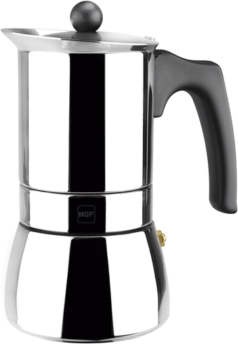 ® Genova Stovetop Espresso Coffee Maker, 10 cups / 17 oz, made of 18/10 Stainless Steel, make your own ome Italian coffee, cuban coffee, with this moka pot, safe and easy to use, café