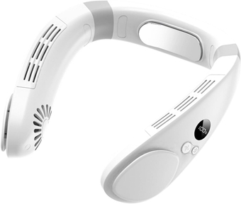 Mini Hanging Neck Fan, Portable Personal USB Fan, Hands-Free Neck Fan, 4000mAh Battery Power Supply, 3 Wind speeds，Digital Display，Small Fan with Cold Aluminum Sheet on The Back Neck.(White)