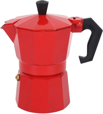 Stovetop Espresso Maker, Classic Stovetop Espresso Maker 6‑Cup Capacity Aluminum Coffee Machine Moka Pot for Office Home Use Moka Maker for Gas or Electric Stove Top(Red)