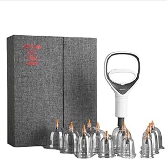 ® Ancient TCM Acupuncture Cupping Therapy Set,Hightest Quality Cupping Set,Pro Cupping Kit for Massage Therapy-Relief Rheumaty,Waist Back Pain,w/Value Gifts+e-Book (24, High-end Set)