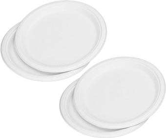 Disposable Oval Paper Plates, 100 Piece Disposable Sugarcane Fiber Oval Dinner Plate, 10 White Compostable Microwave, Clamshell Take Out Containers