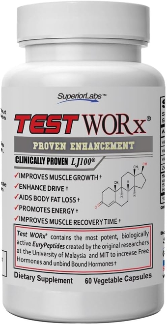 - Test Worx Natural Testosterone Booster Supplement - Clinically Proven LJ100 and 8 Other Powerful Ingredients for Drive, Stamina, Endurance & Strength