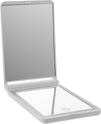 3pcs Led Lighted Mirror Mini Vanity Mirror Travel Make up Mirror Hand Held Mirror Tabletop Mirror Magnifying Mirror Beauty Mirror Makeup Mirror Glass Light Mirror Pearlescent White