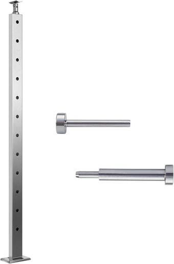 Cable Railing kit Invisible Turnbuckle 1/8" 20 Pairs CR26 Bundle with Cable Railing Post Intermediate 42”x1”x2” Stainless Steel Brushed Finishing Pre-Drilled Post PS11 LH4L