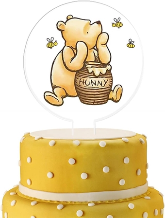 Pooh Cake Topper Acrylic Cute Winnie Cake Topper For Birthday Party Cake Decorations Baby Shower Decorations Perfect Addition For Winnie Bee Theme Party Supplies 1 St Birthday