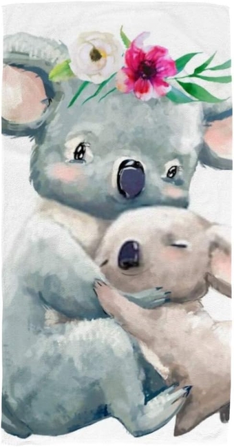 Terry Towels Face Towel Hand Cloth ﻿Little Baby Mom Koala Floral Bath Decor Gift for Hotel-Spa-Kitchen Multi-Purpose,Soft,Quick-Dry 30 X 15 inch