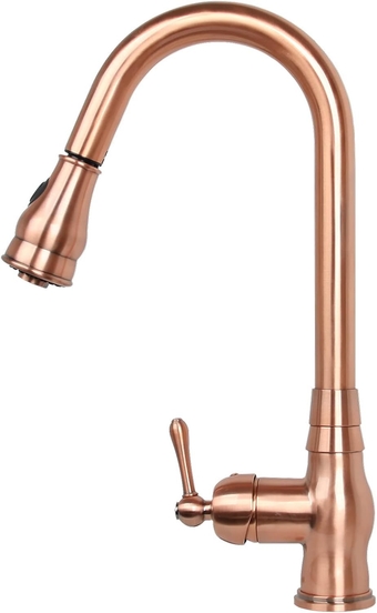 Copper Single-Hole Pull-Down Sprayer Copper Kitchen Sink Faucet Single Handle - Five Years Warranty-