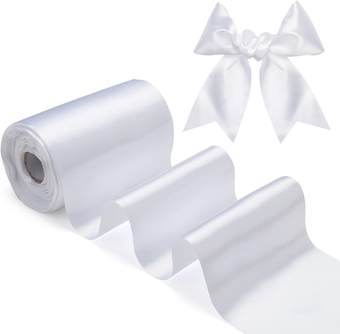 4Inch x 22Yds Wide White Satin Ribbon, Solid Large Fabric Ribbon for Gift Wrapping, Grand Opening Cutting Ceremony, Dining Table Chair Sashes, Wedding Bouquet, Festival Decoration, Crafting Big Bows