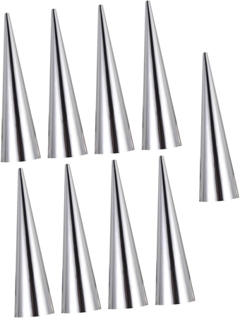 9pcs Baking Tubes Tubular Cream Horn Tubes Ice Cream Mold Cream Horn Cones Pastry Horn Cannoli Form Tubes Croissant Bread Waffle Cannoli Shells Stainless Steel Miss Making Tools