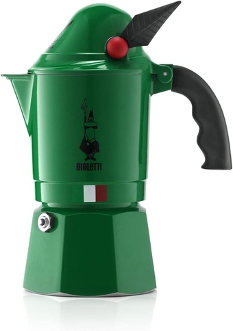 - Moka Express Alpina: Iconic Stovetop Espresso Maker, Moka Pot 3 Cups (4.3 Oz - 130 Ml), Aluminium, Green