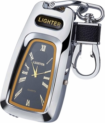 Torch Butane Lighter, Windproof Refillable Lighter Design, Exquisite Packaging for Festival, Birthday, Candle, Gift for Men,Silver,14.3 * 4 * 2.1cm