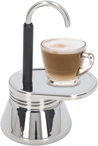 1 Cup Moka Pot, Moka for Espresso Coffee 1 Cup, Stovetop Coffee Maker Stainless Steel Italian Style Moka Pot DIY Coffee with Single Spout, for Outdoor Camping Home