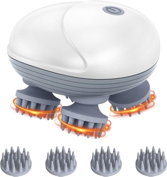 Electric Pet Massager for Dogs and Cats, Cat Head Massager for Indoor Cats, Waterproof Dog Massager with 3 Speeds, 4 Massage Heads, 96 Massage Nodes, for Body Relaxation, Tension Relief