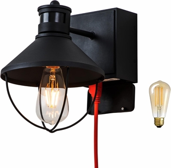 Outdoor Porch lights with GFCI Outlet, 3 Modes Motion Sensor Exterior Barn Lights,Outside Dusk to Dawn Light Fixture Wall Mount,Waterproof Farmhouse Wall Sconce for House,Patio(Bulb INCLUDED)