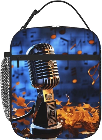 Insulated Lunch Bag Music Microphone Lunch Box Lunch Bag for Women Lunch Tote Bags Reusable Lunchbox