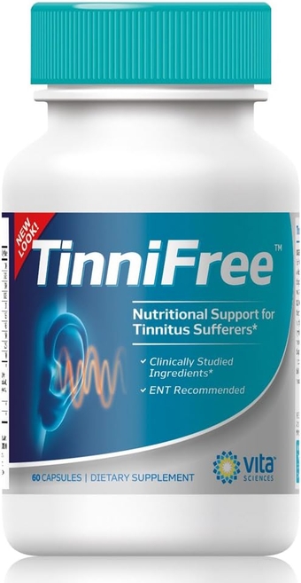 Tinnitus Relief Formula - Tinnifree with Clinically Studied Ingredients. Powerful Effective Formula to Improve Inner Ear Circulation & Help Stop Ringing in the Ears , ENT Recommended. 60 ct.