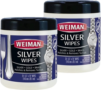 Jewelry Polish Cleaner and Tarnish Remover Wipes - 20 Count - 2 Pack - Use on Silver Jewelry Antique Silver Gold Brass Copper and Aluminum