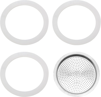 Replacement Gasket for Stovetop Espresso Coffee Makers, Food Grade Silicone Coffee Maker Cups Replacements Packing 3 Gaskets Seals and 1 Filter for Coffee Pot Compatible with Moka Espresso(3 Cup)