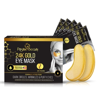 24K Gold Eye Mask – 20 Pairs Under Eye Patches For Puffy Eyes, Dark Circles – Bye Bye Under Eye Bags – Reduce Wrinkles and Fine Lines, Collagen Skin Care Products