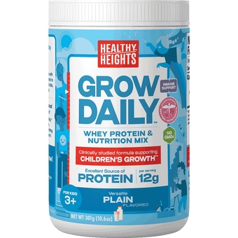 Grow Daily 3+ Shake Mix 7-serving Canister by  s - Protein Powder (Plain) - Developed by Pediatricians - High in Protein Nutritional Shake - Contains Key Vitamins & Minerals, No Added Sugar