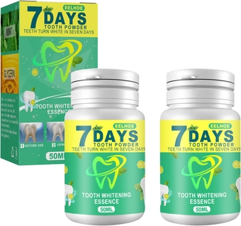Teeth Whitening Powder Whitener Supply Tea, Coffee, Wine & Smoking Stain Remover | Sensitivity & Pain Free Formula for a Bright Smile | Peroxide Free | Refreshing Mint Flavour (2 pc)