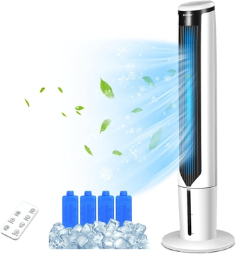  Portable Evaporative Air Cooler for Room, Quiet 41-inch Oscillating Air cooler with Remote, 3 Modes, 3 Speeds, LED Display, 9H Timer, Floor Standing Bladeless Cooler for Home Office Bedroom