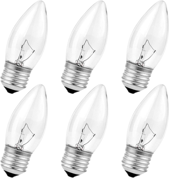40W Incandescent Chandelier Bulbs - Crystal Clear, Torpedo Tip, Medium E26 Candelabra Base, Ideal for Chandeliers and Pendants, GE 40 Watt Equivalent, Soft White Light - 6 Pack