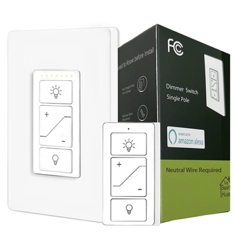 Smart Wall Switch with Remote,Single Pole Dimmer Add a Wireless Remote,No Wiring DIY Wireless 3-Way/4-way /5-Way Dimmer,Remote & Voice Control,Bluetooth Work with  Alexa Only