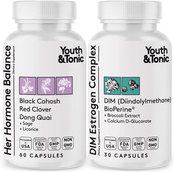 &  Menopause & PMS Support for Women Through Balanced Estrogen Metabolism – 90 Pills with DIM Black Cohosh Red Clover Dong Quai Soy Isoflavones