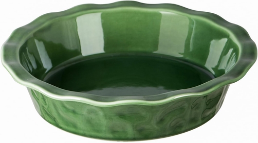Ceramic Pie Pan for Baking - 9 inch Pie Plate Round Fluted and Deep Pie Dish for Tart Pizza Apple Pie Quiche Pot Pies Cake - Reactive Glaze (Green)