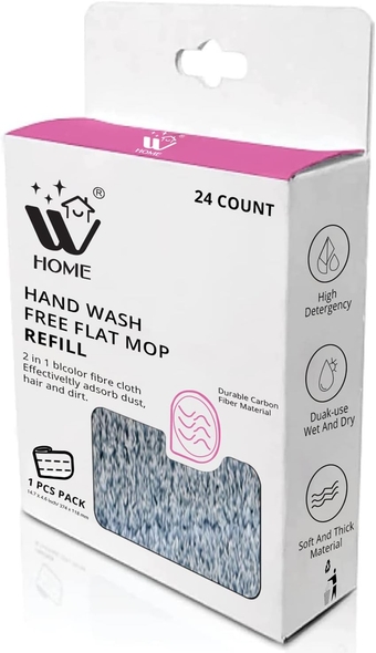 Hand Wash Free Flat Mop Refill, Microfiber Mop Reusable Pads - 24 Count, Gray