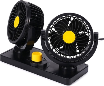Car Double Headed 360 Degree Rotating Air Conditioner Cooling For Front Back-Seat Air USB Electric Fan Adjustable Double Switch Fan Car Accessories Air Portable For Room Small No Water 3