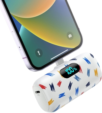 Small Portable Charger for iPhone,5000mAh Colorful Mini Power Bank,PD Fast Charging Portable Phone Charger,LCD Display Cute Battery Pack Compatible with iPhone 14/14 Pro Max/13 Pro/12/11/X/8/7/6 etc