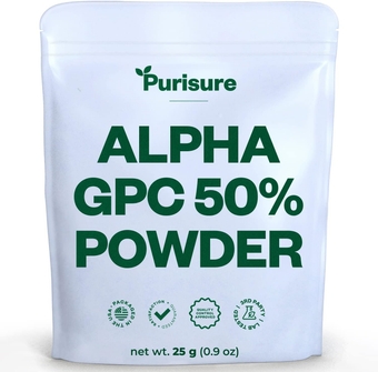 Alpha GPC 50% Powder, 25 g, Pure Alpha GPC Choline Supplement for Brain and Focus, CDP Choline Supplements for Memory Performance & Concentration, No Fillers, Non-GMO, Offers 42 Servings