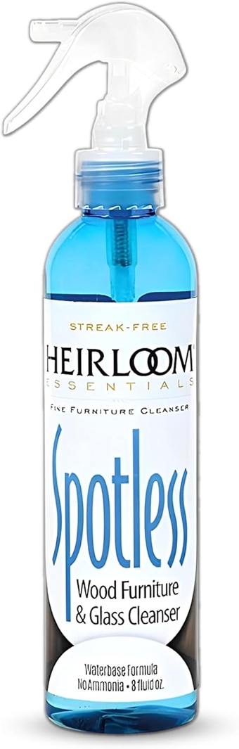 Heirloom Essentials Spotless Furniture & Glass Cleaner - Wood Cleaner Spray - Wood Furniture Cleaner & Glass Cleaner - Natural Window Cleaner for Luster - Natural Wood Cleaner & Other Surfaces (1 oz)