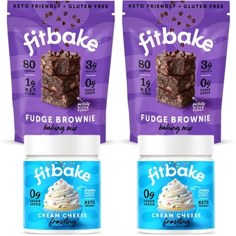 Fudge Brownie Baking Mix and Cream Cheese Frosting Bundle | 0g to 2g Net Carbs Per Serving | Keto Friendly Low Carb Food | Gluten Free Desserts | No Added Sugar | Naturally Sweetened