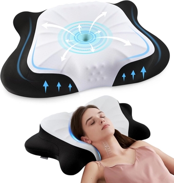 Cervical Memory Foam Contour Pillows for Neck and Shoulder Pain, Adjustable Support Side Sleeper Pillows with Cooling Pillow Cases, Bed Pillow for Back Stomach Sleepers Black