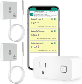 ST5 WiFi Freezer Thermometer Alarm, Email Alert, App Notification, Data Logging Export, No Subscription Fee, Remote Temperature Sensor for Refrigerator, Freezer, Hot Tub (2 Pack)