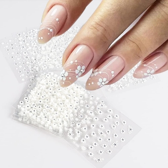 30 Sheet White Flowers Nail Art Sticker 3D Exquisite Embossed Nail Art Supplies Holographic Cherry Blossoms Floral Nail Designs Acrylic Nail Supply Self-Adhesive Nail Decor for Fall Nail Art for Women