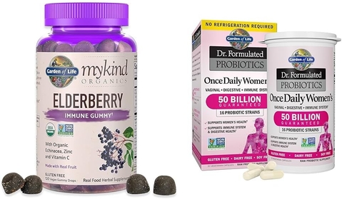 Organics Elderberry Gummies for Adults & Kids - Immune Support Supplement with Organic Fruit &, Dr. Formulated Women's Probiotics Once Daily, 16 Strains, 50 Billion, 30 Capsules
