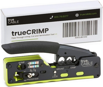 true All-In-One Pass Through RJ45 Crimp Tool | Works with Cat5e, Cat6, Cat6A Ethernet RJ45 Connectors, Shielded & Unshielded Standard Modular Plugs | Ethernet Crimping Tool | RJ45 Crimper