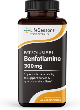 Life Seasons Benfotiamine - Fat Soluble Vitamin B1 - Supplement Support for Memory & Cognitive Performance - Enhances Healthy Circulation & Vision - Powerful Antioxidant Defense - 60 Capsules