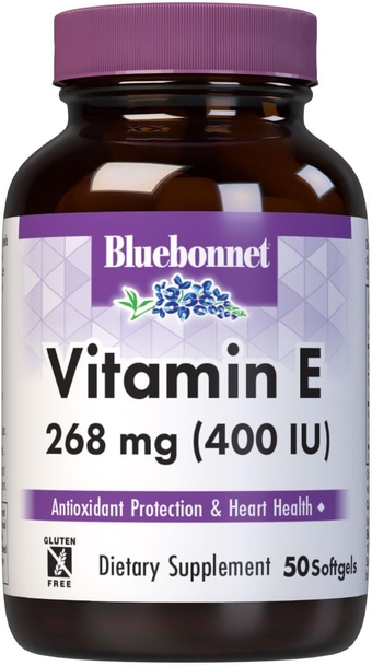 Nutrition Vitamin E 400 IU (268 mg) Mixed Tocopherols Softgels, Free Radical Portection & Cardiovascular Support, Gluten-Free, Dairy-Free, 50 Softgels, 50 Servings