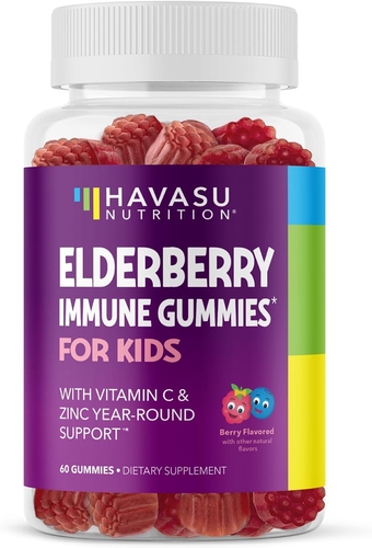 Elderberry Gummies for Kids with Zinc and Vitamin C | Potent, Herbal Immune Support for Kids with Antioxidants to Support Immune Defense | 60 Vegan Elderberry Vitamin C and Zinc Kids Immune Gummies