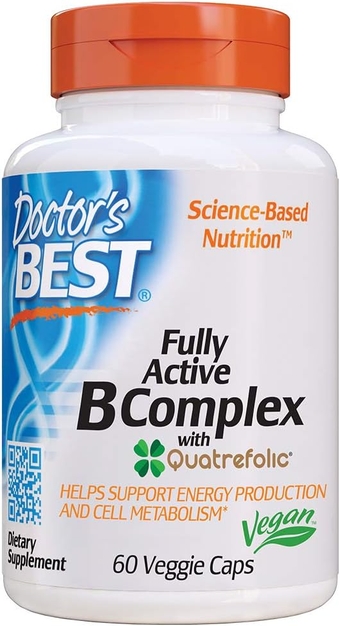 Best, Fully Active B Complex Supports Energy Nervous System Optimal Health Positive Mood Wellbeing NonGMO Gluten Free Vegan Soy Free, 60 Count