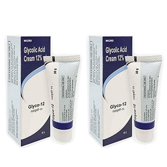 Glyco Acid 12% W/w Skin Peel Cream for All Skin types Treatment For Face Anti-Aging Wrinkles & Dark Spots -1.01 Floz (Glyco Acid 12% W/w Cream Pack of 2)