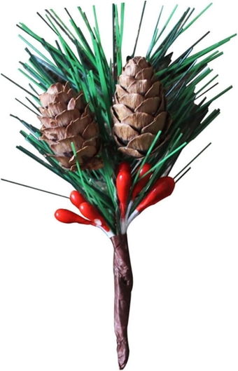 20 Pcs Berry Picks Stems Christmas Pick Decoration Holiday Pinecone Pine Branches Craft Twigs Xmas Embellishments Artificial Pine Leaves Needle Bamboo Christmas Tree