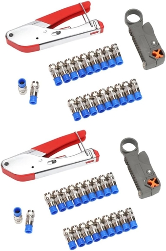2pcs Cable Stripper Crimper Coax Cable Tester Tech Tool Coax Cable Crimper Cable Installation Cable Crimping Tool Cable Stripping Tool Compression Tool Coaxial Wire Stripper