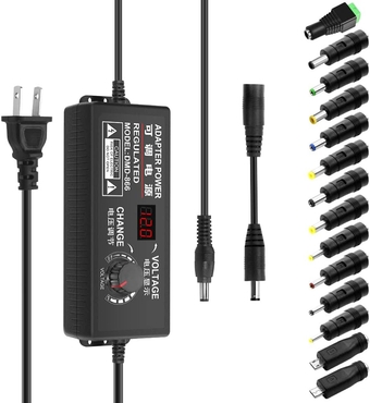 Universal Power Adapter 96W 12V 8A Power Supply AC/DC Adapter 100-240V AC to DC 12V 9V 6V 5V 3V 8A 6A 5A 3-12V Variable Switching Adjustable Power Supply with Polarity Converter & 14 Tips
